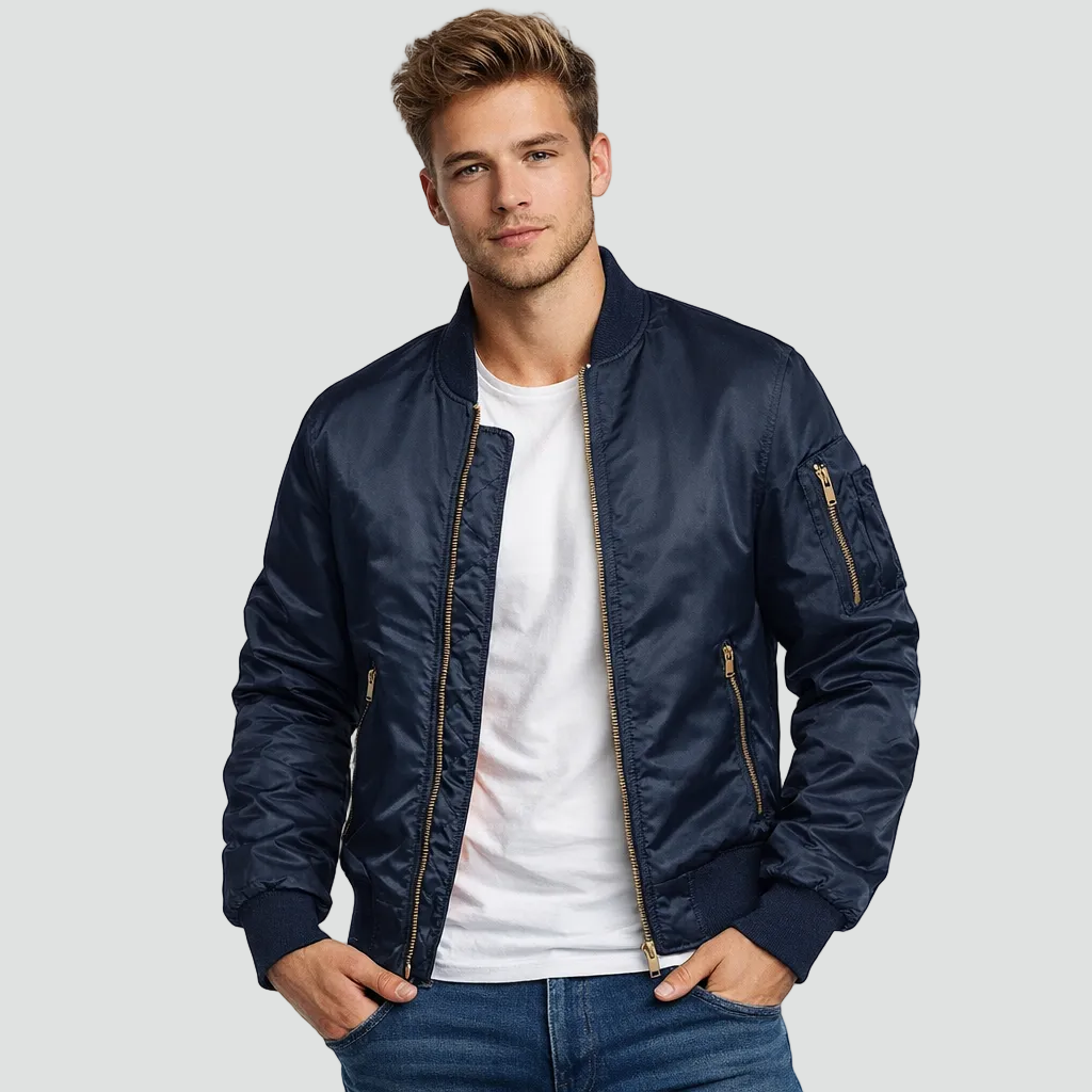 Men's Bomber Jacket With Zip Pockets