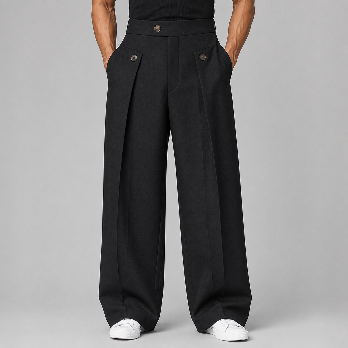 Men's Wide Leg Pleated Trousers