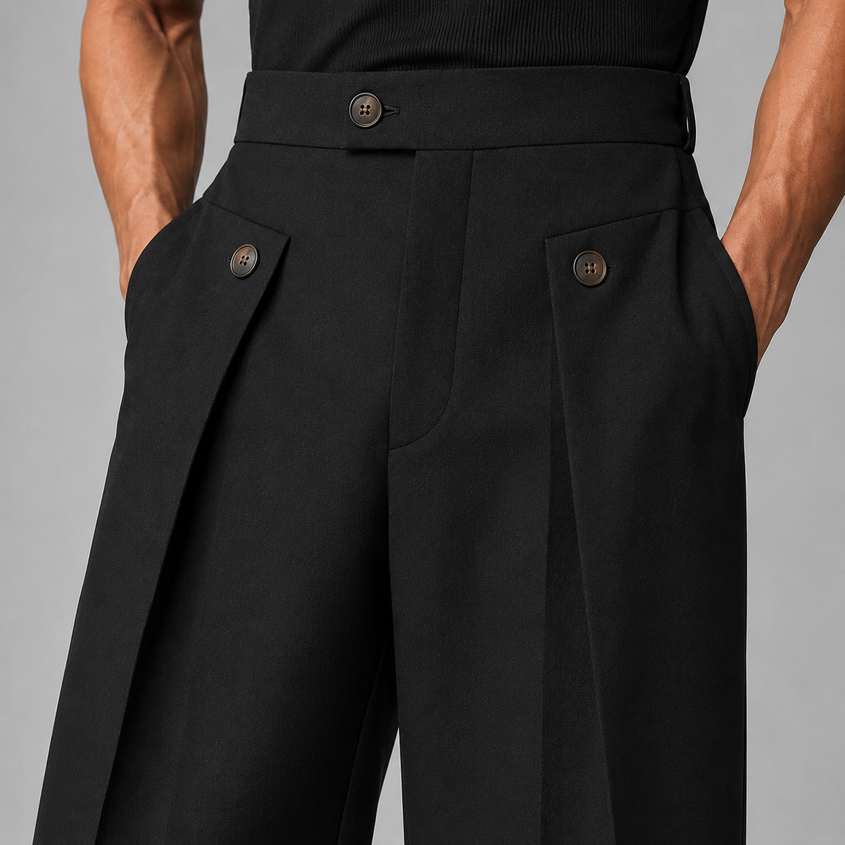 Men's Wide Leg Pleated Trousers