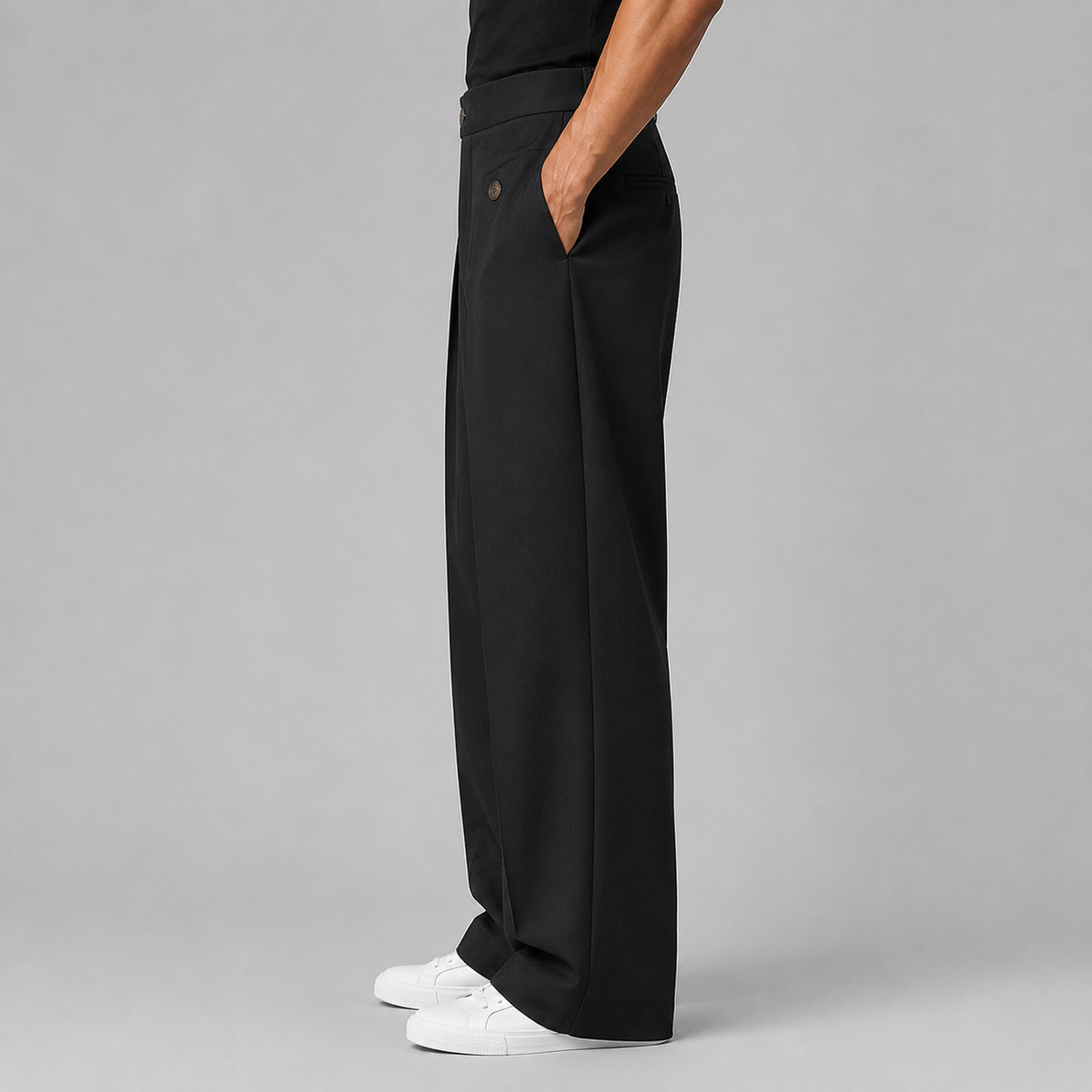 Men's Wide Leg Pleated Trousers