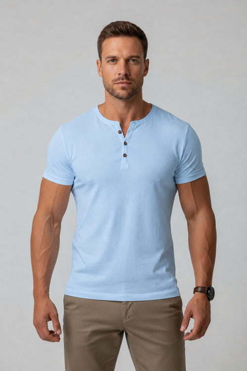 Men's Henley Muscle Fit T-Shirt