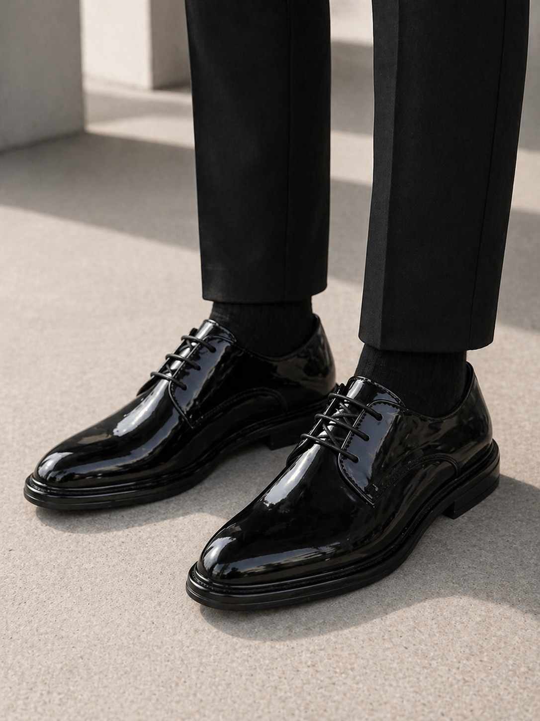 Men's Patent Leather Derby Dress Shoes