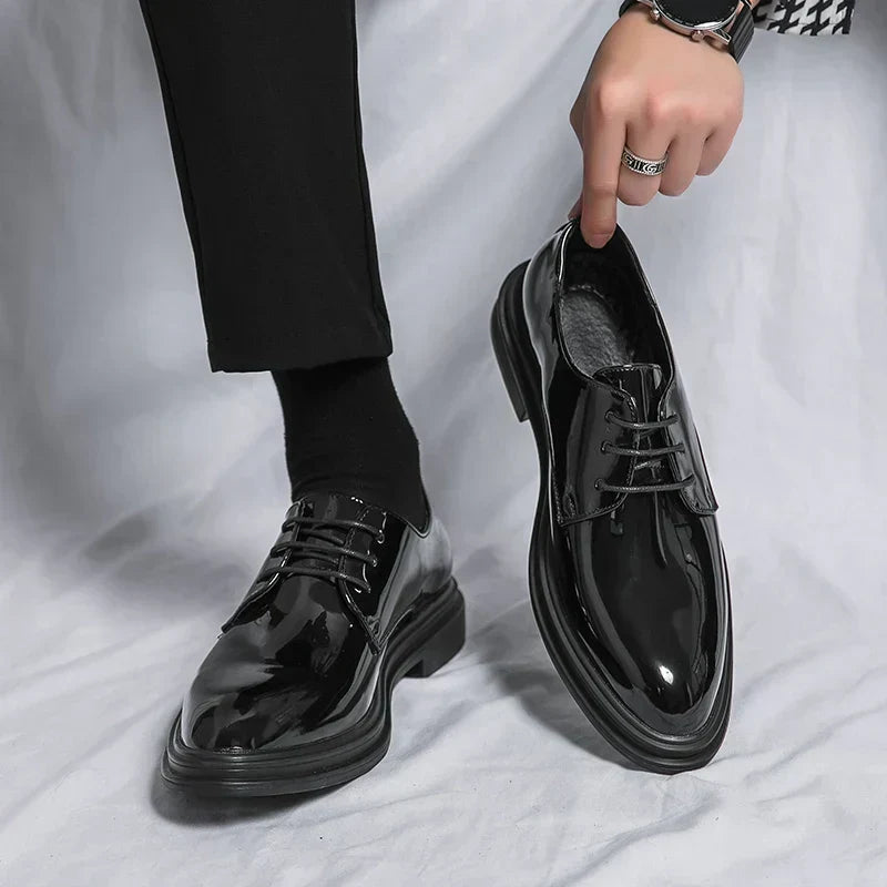 Men's Patent Leather Derby Dress Shoes