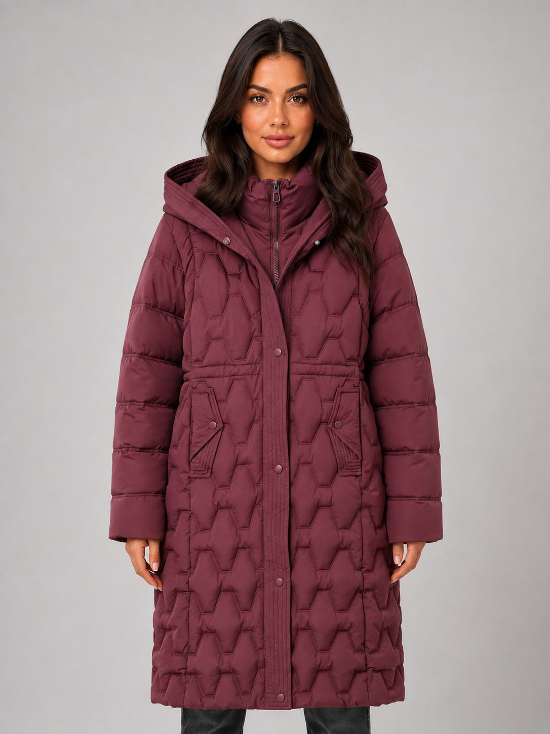 Women Long Hooded Quilted Puffer Coat
