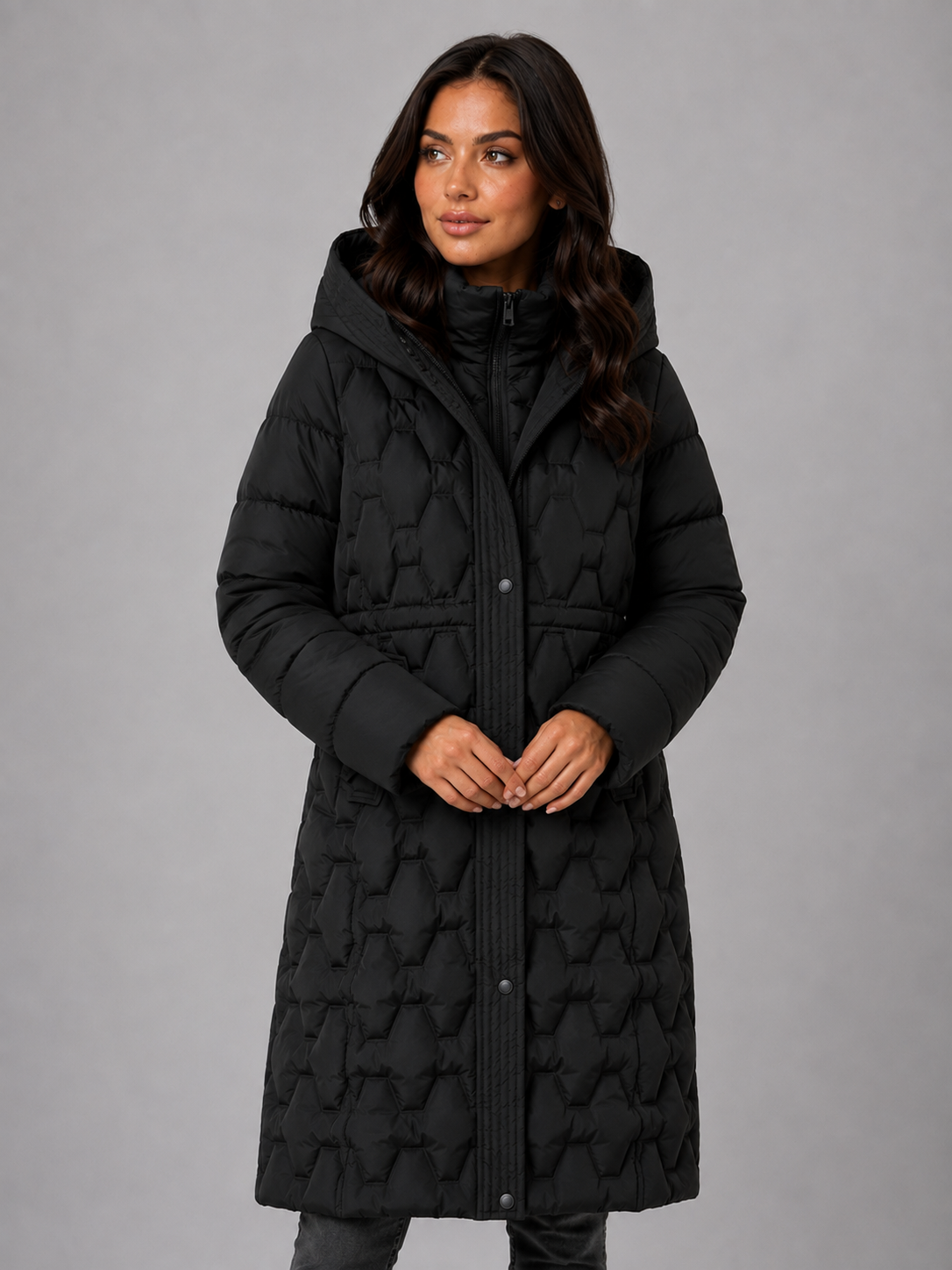 Women Long Hooded Quilted Puffer Coat