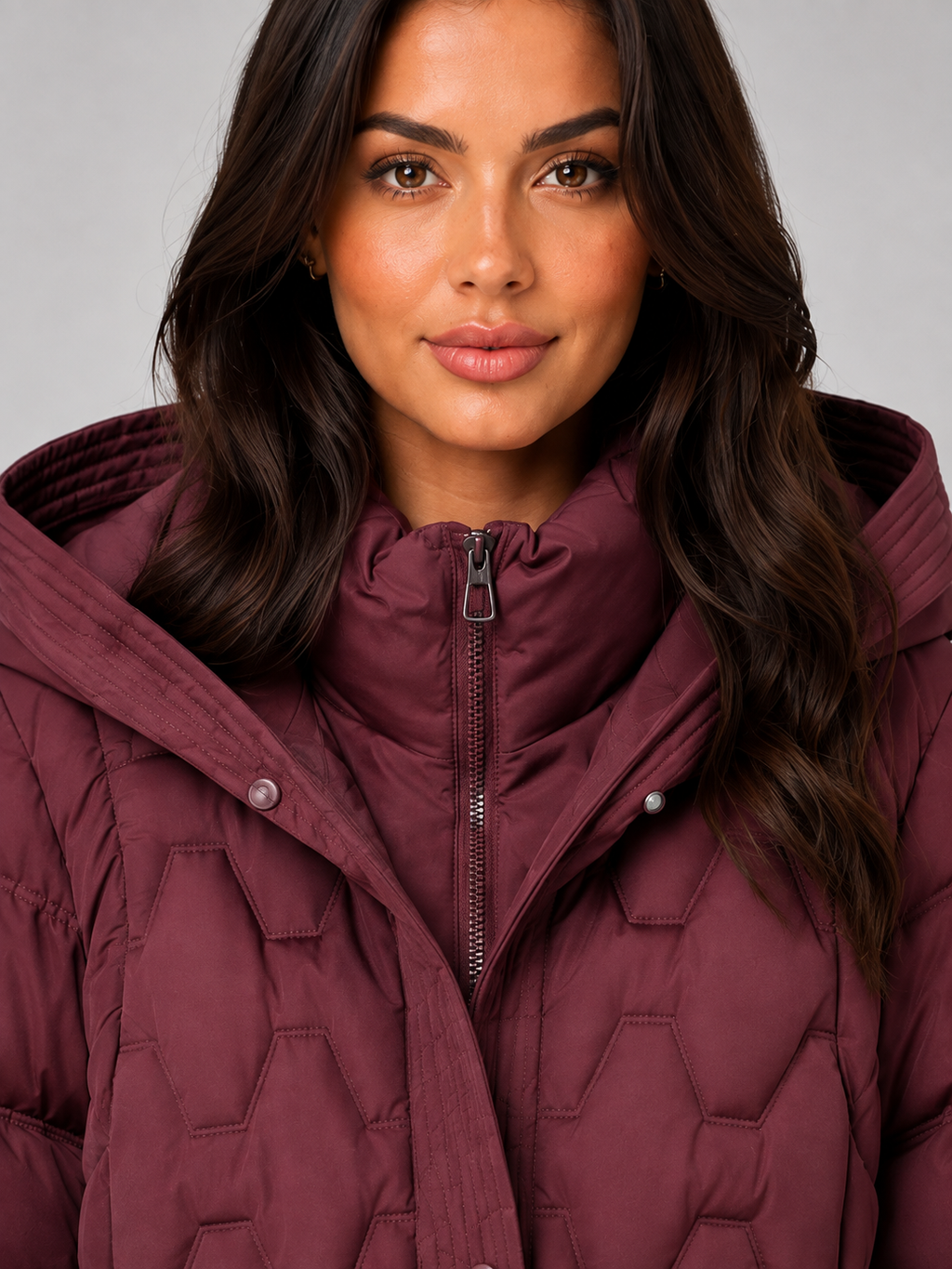 Women Long Hooded Quilted Puffer Coat