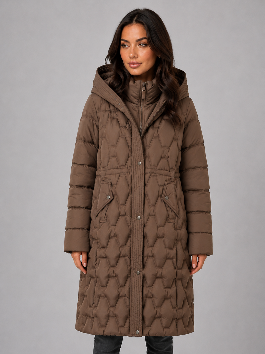 Women Long Hooded Quilted Puffer Coat