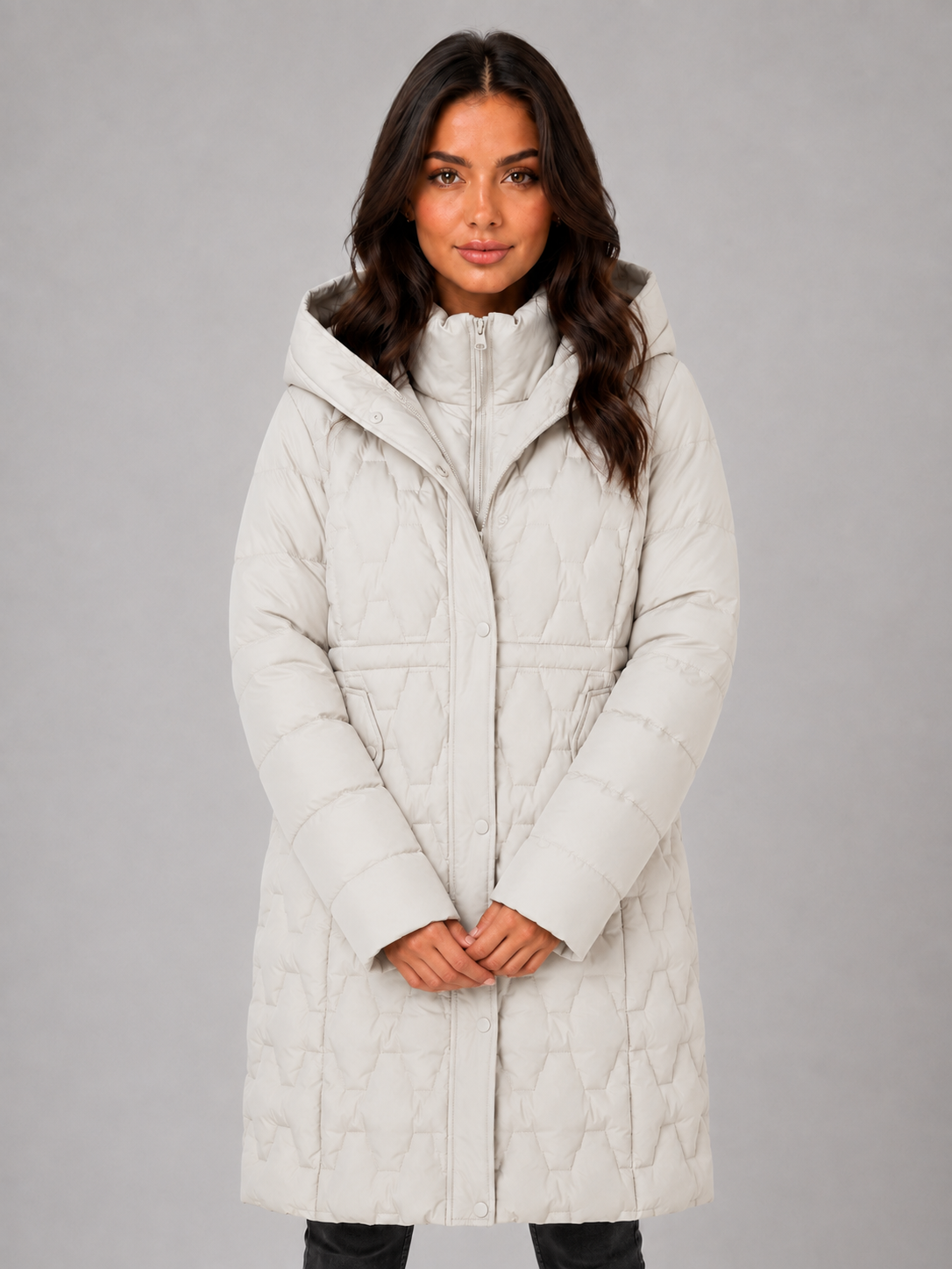 Women Long Hooded Quilted Puffer Coat