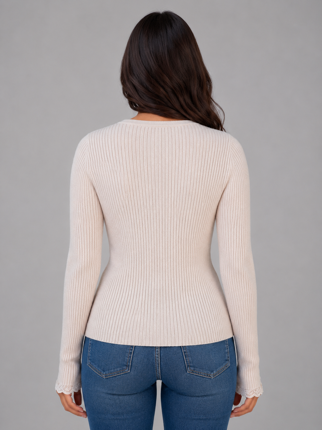 Women Ribbed Knit V Neck Button Cardigan
