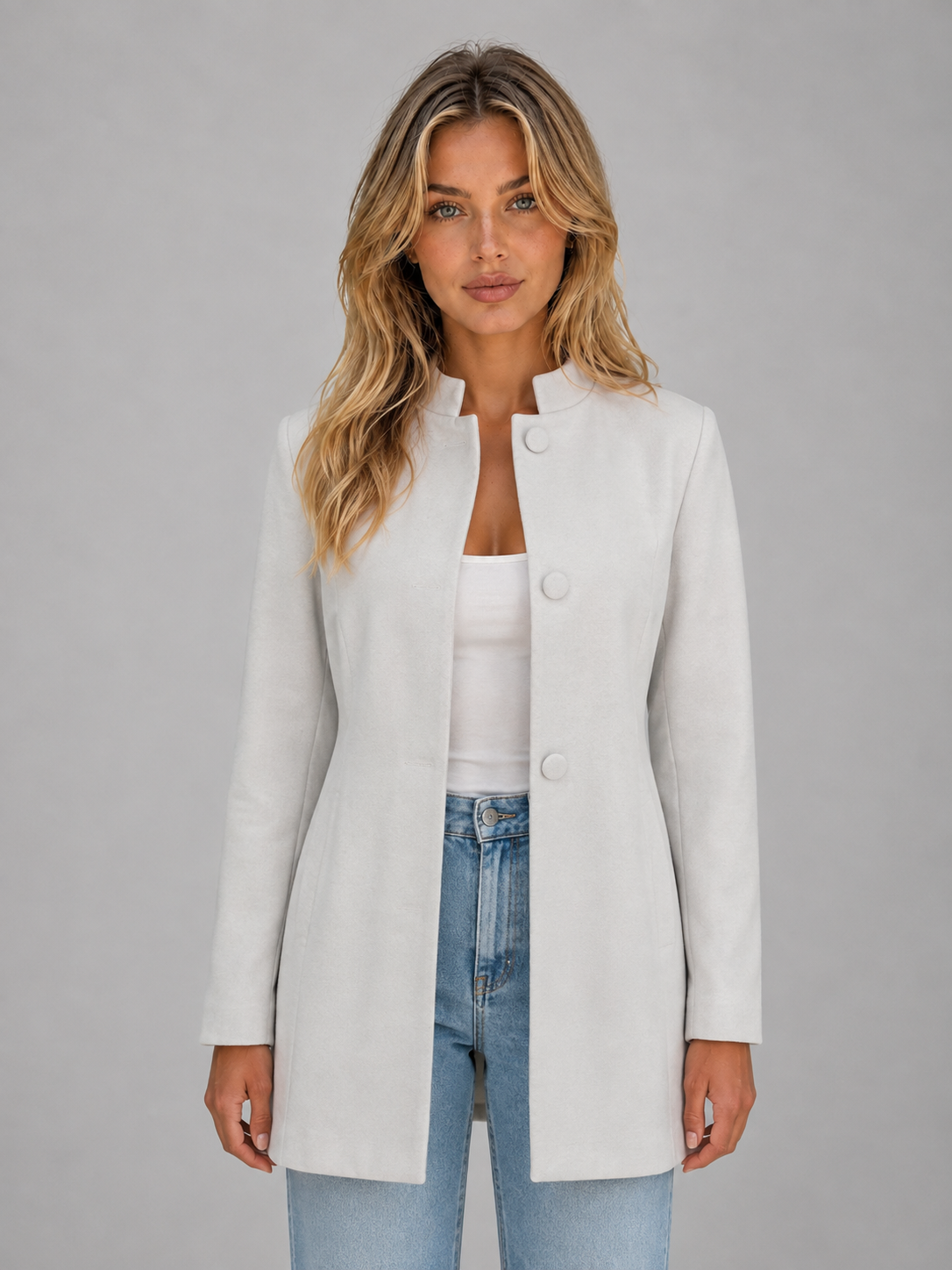 Women Longline Tailored Button Front Jacket