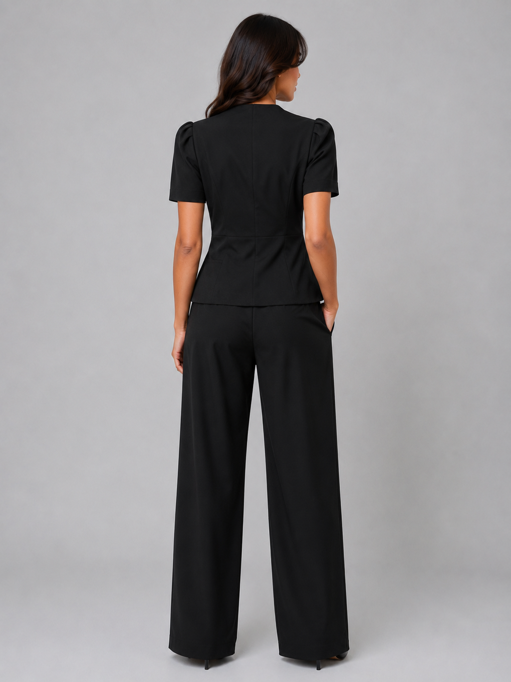 Women Cream Tailored Wide Leg Trouser Suit Set