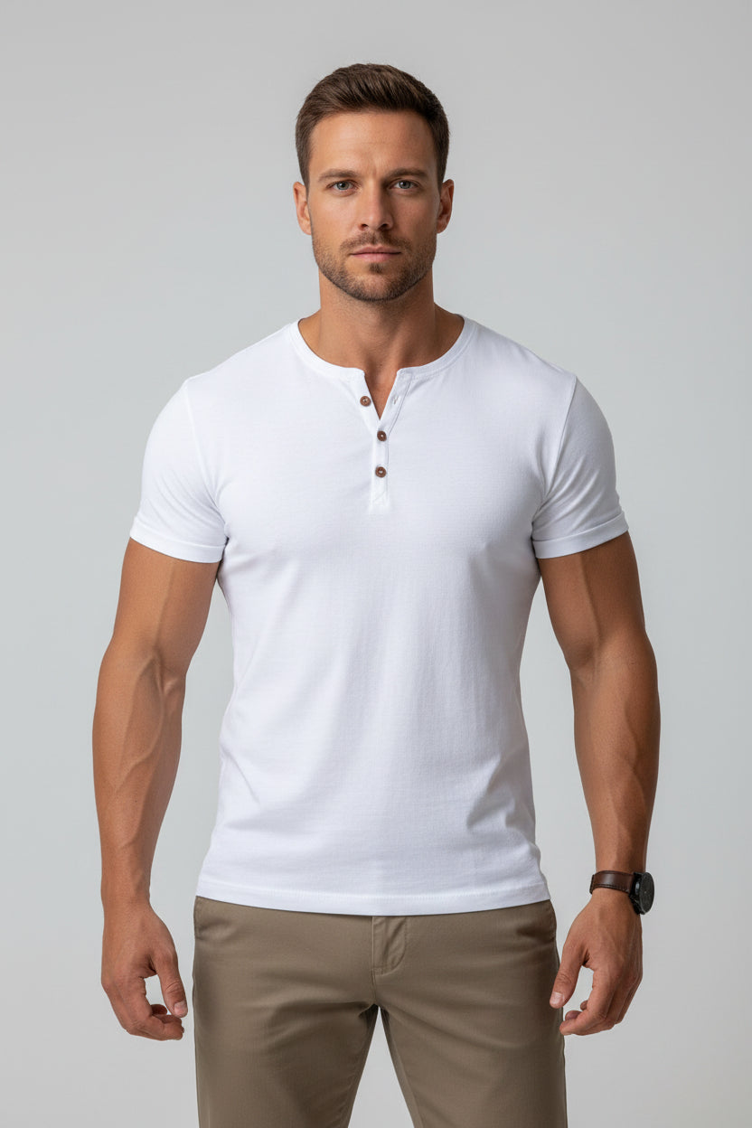 Men's Henley Muscle Fit T-Shirt